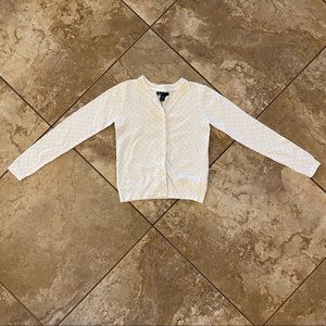 Gap Kids Cardigan Sweater White Blue Polka Dot 8/M